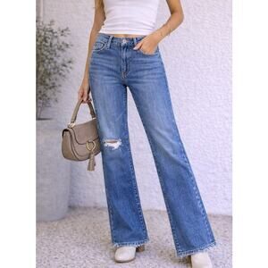 Flying Monkey Distressed Flare Jeans Size 29 Medium Wash Stretch Denim